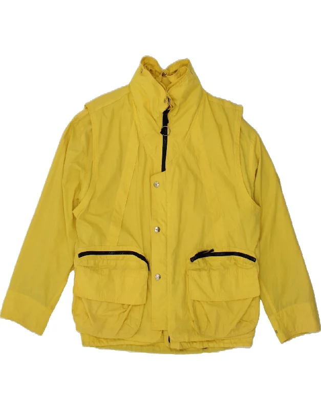 Men's Coats for WalkingVINTAGE Mens Hooded Rain Jacket IT 48 Medium Yellow Polyester