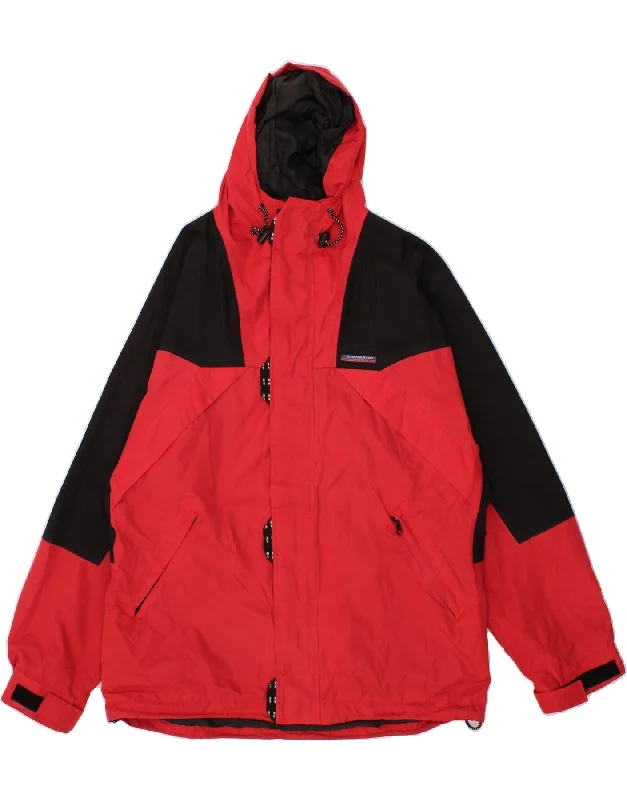Men's Coats with Stretch FabricVINTAGE Mens Hooded Rain Jacket UK 40 Large Red Colourblock Polyester Men's Coats with Stretch FabricVINTAGE Mens Hooded Rain Jacket UK 40 Large Red Colourblock Polyester