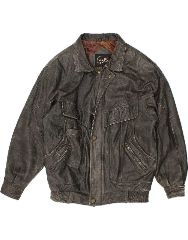 Men's Coats with LiningVINTAGE Mens Leather Jacket IT 46 Small Black