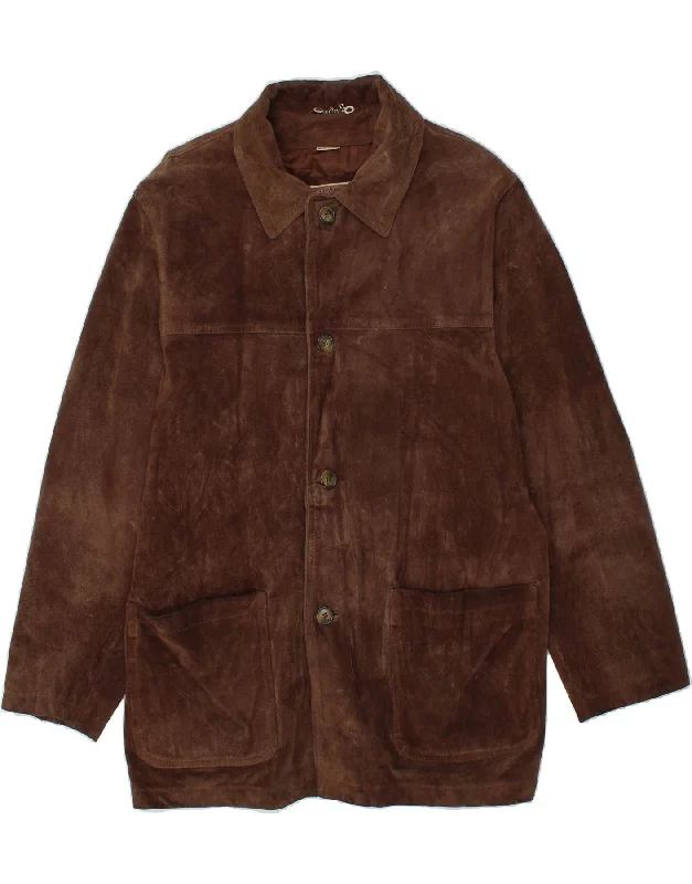 Men's Coats for BikingVINTAGE Mens Leather Jacket IT 50 Large Brown Leather