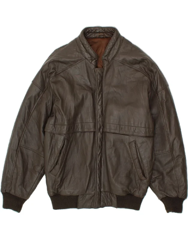 Men's Coats for SnowboardingVINTAGE Mens Leather Jacket IT 50 Large Brown Leather