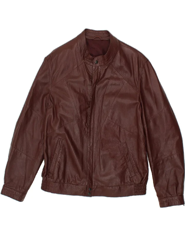 Waterproof Men's ParkasVINTAGE Mens Leather Jacket IT 50 Large Maroon