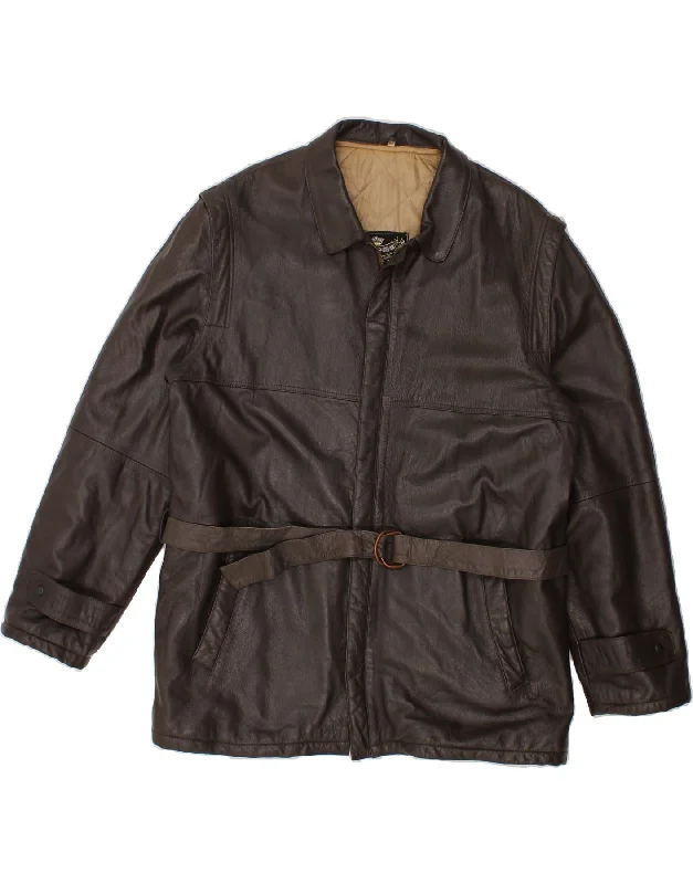 Men's Coats for Outdoor ActivitiesVINTAGE Mens Leather Jacket IT 56 3XL Brown