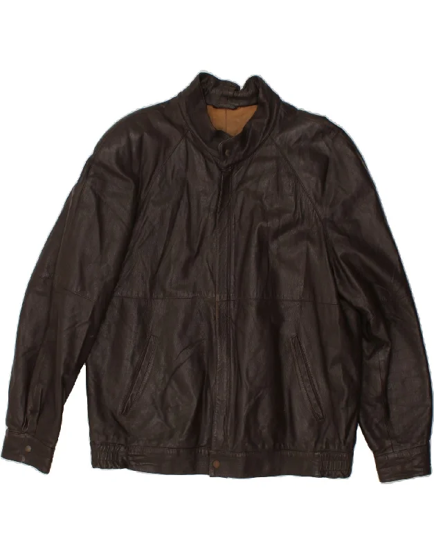 Men's Coats for WalkingVINTAGE Mens Leather Jacket IT 56 3XL Brown Leather