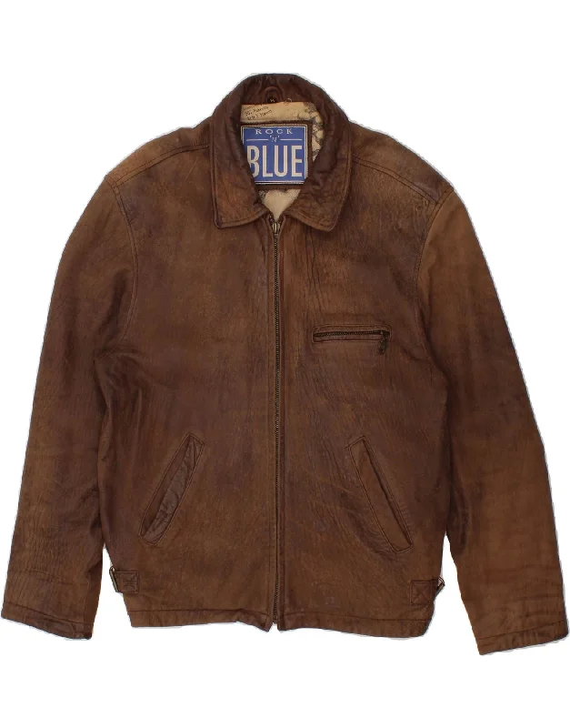Men's Coats with VentilationVINTAGE Mens Leather Jacket UK 38 Medium Brown