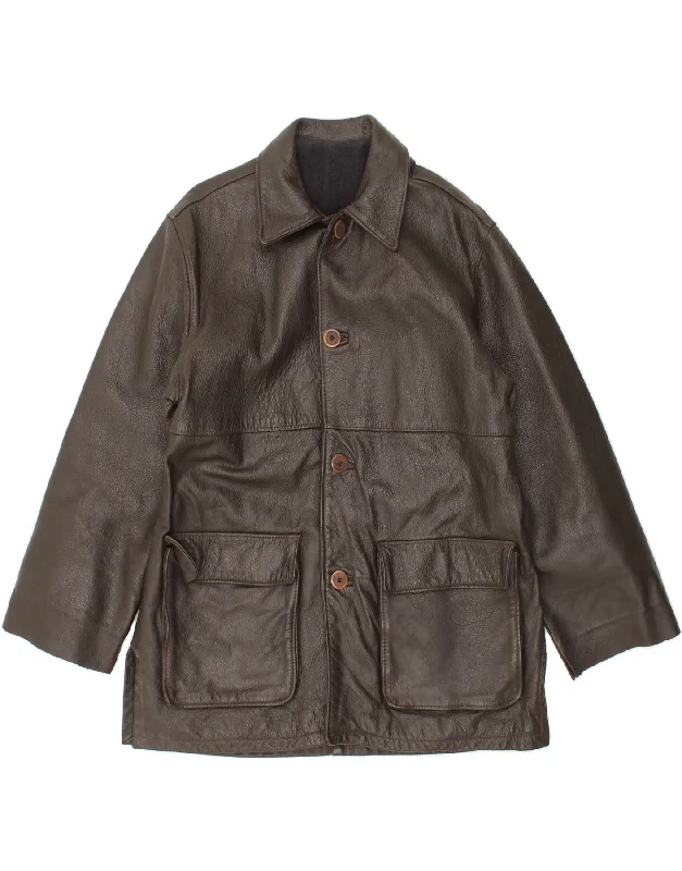 Men's Coats with Down InsulationVINTAGE Mens Leather Jacket UK 38 Medium Brown