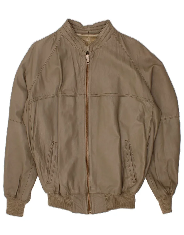 Men's Coats with LiningVINTAGE Mens Leather Jacket UK 40 Large Grey