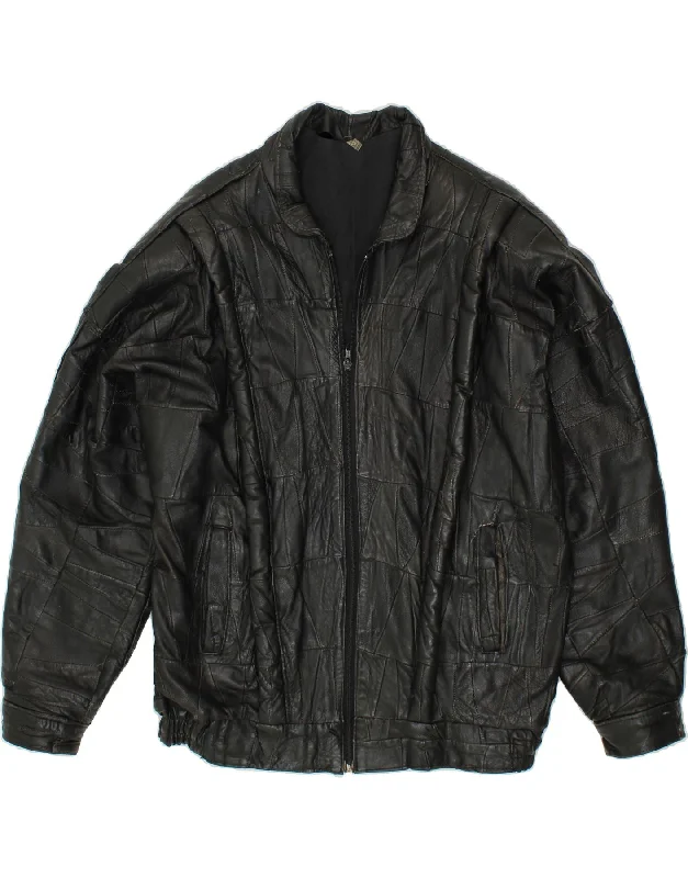 Winter-Ready Men's CoatsVINTAGE Mens Leather Jacket UK 42 XL Black