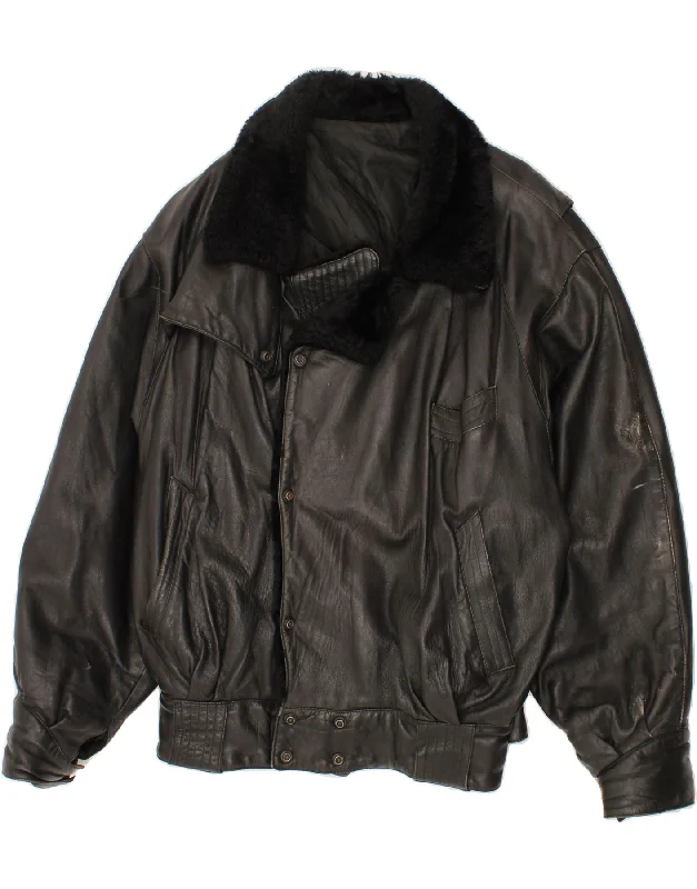 Fashionable Men's Denim JacketsVINTAGE Mens Leather Jacket UK 42 XL Black Leather