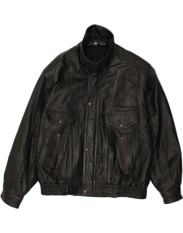Men's Coats for AutumnVINTAGE Mens Leather Jacket UK 42 XL Black Leather