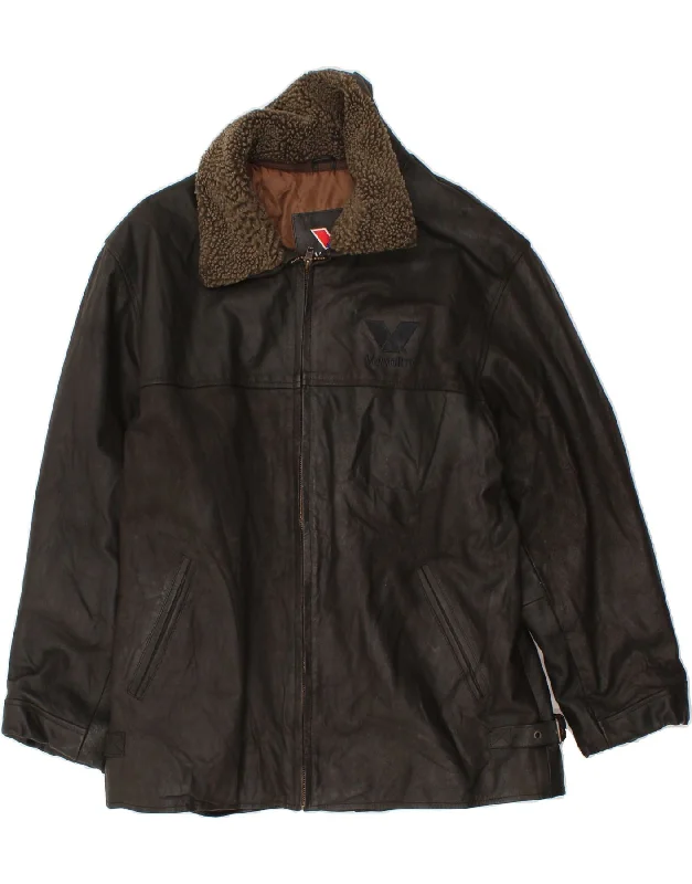 Men's Coats with Inner PocketsVINTAGE Mens Leather Jacket UK 44 2XL Brown