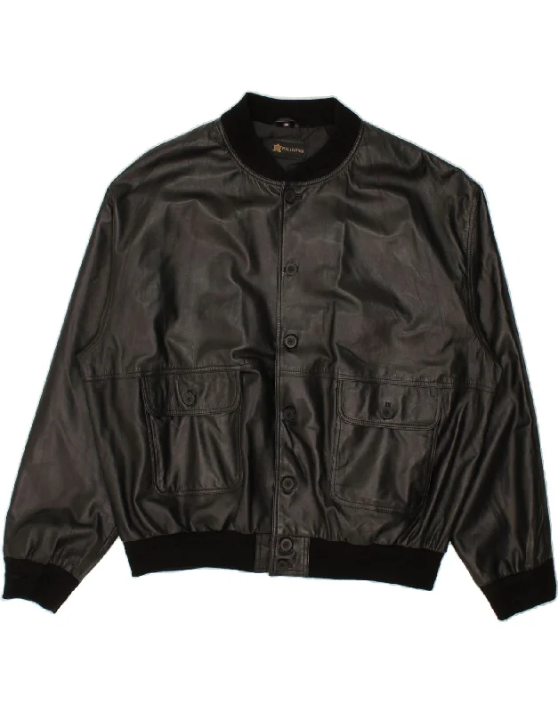 Men's Coats for Big and TallVINTAGE Mens Leather Jacket UK 48 4XL Black Leather