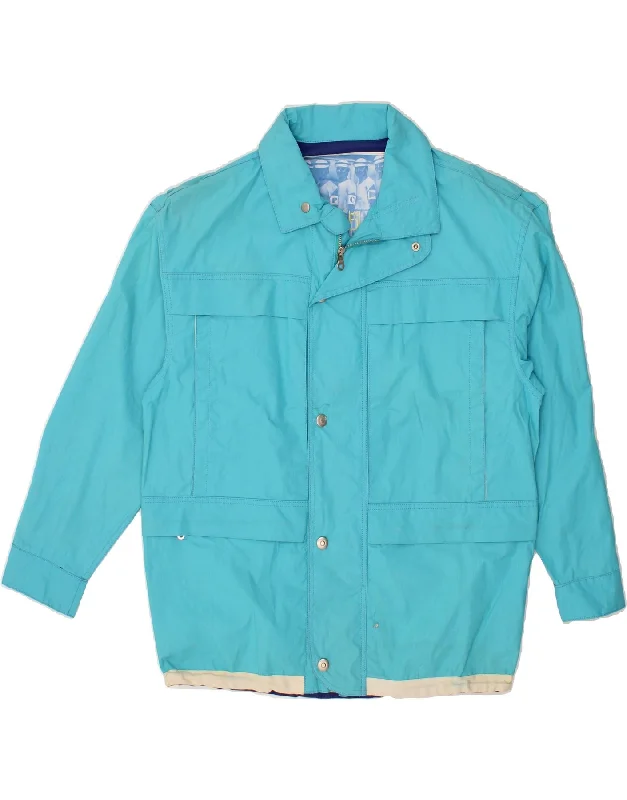Men's Coats for TravelVINTAGE Mens Loose Fit Utility Jacket IT 46 Small Blue Cotton