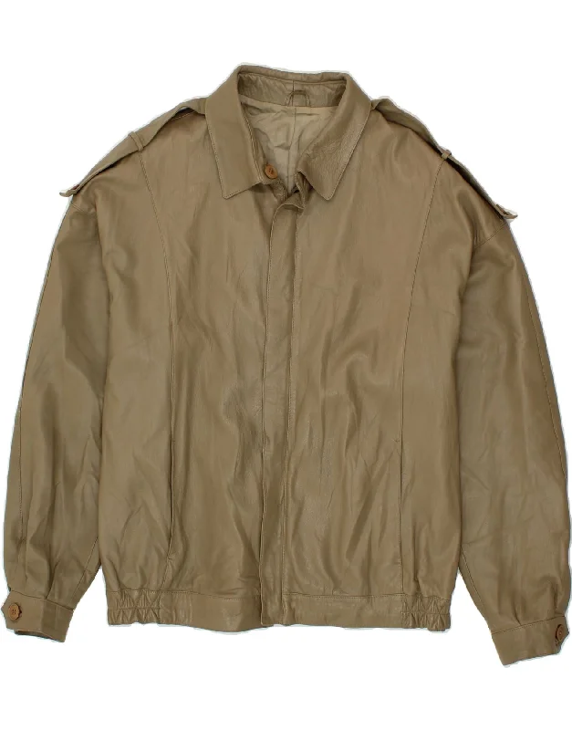 Men's Coats for HikingVINTAGE Mens Military Leather Jacket IT 52 XL Grey Leather