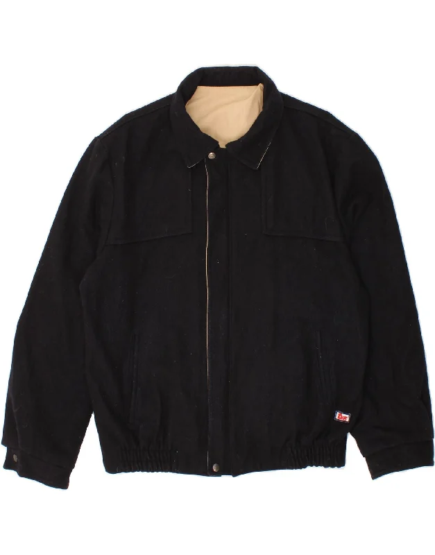 Men's Coats with Multi-Pocket DesignVINTAGE Mens Reversible Jacket IT 52 XL Black Colourblock Wool Men's Coats with Multi-Pocket DesignVINTAGE Mens Reversible Jacket IT 52 XL Black Colourblock Wool