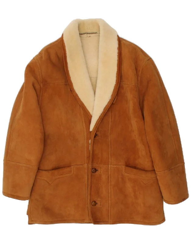 Men's Coats for Cold WeatherVINTAGE Mens Shearling Jacket IT 52 XL Brown Shearling