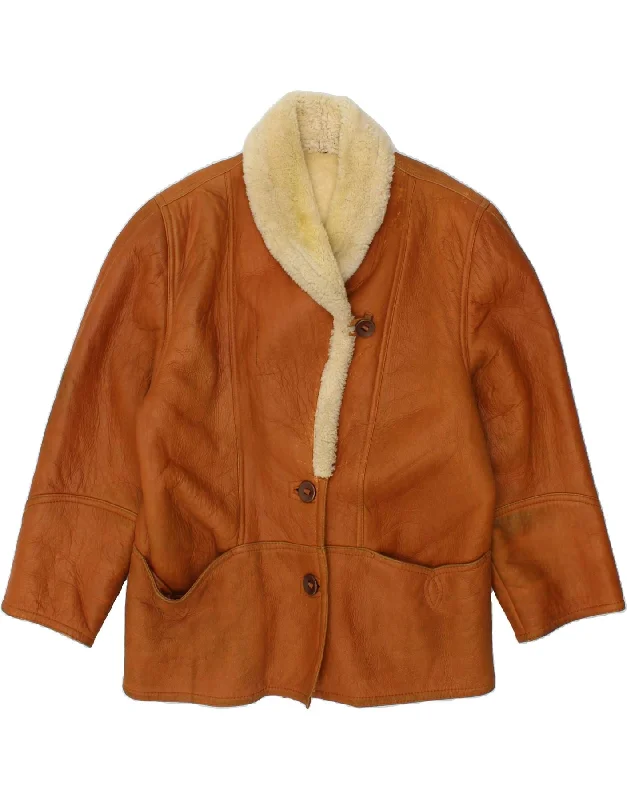 Men's Coats without LiningVINTAGE Mens Shearling Jacket UK 36 Medium Brown Shearling