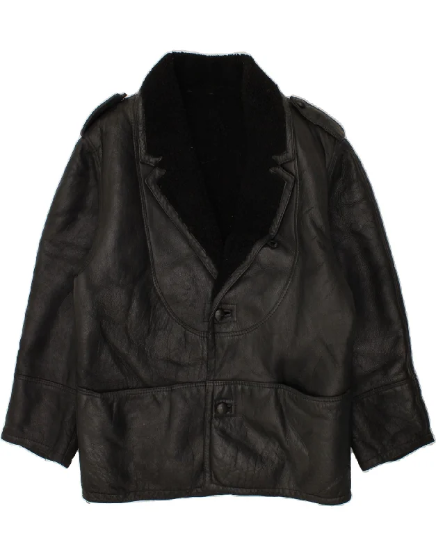 Men's Coats with Magnetic ClosuresVINTAGE Mens Shearling Jacket UK 40 Large Black