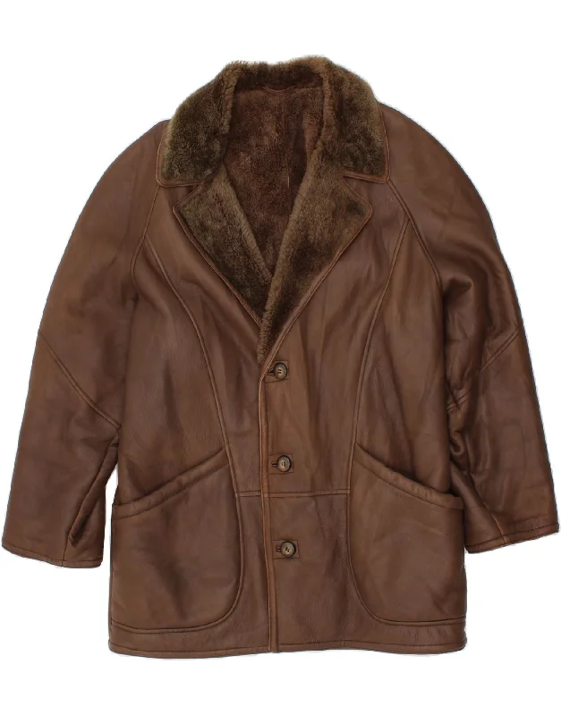 Men's Coats with Quilted LiningVINTAGE Mens Shearling Jacket UK 52 XL Brown