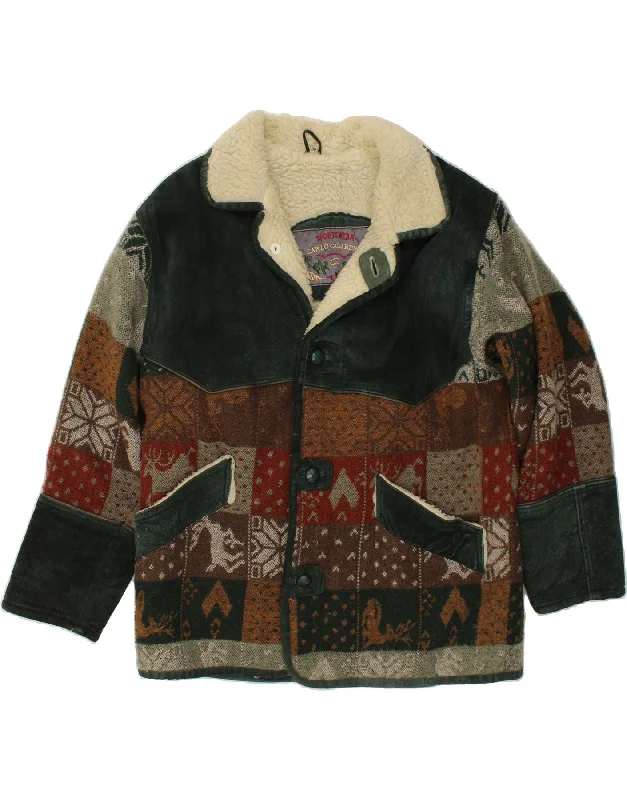 Versatile Men's Pea CoatsVINTAGE Mens Sherpa Jacket IT 50 Large Multicoloured Patchwork Versatile Men's Pea CoatsVINTAGE Mens Sherpa Jacket IT 50 Large Multicoloured Patchwork