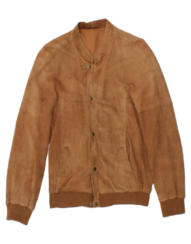 Unique Men's Flight JacketsVINTAGE Mens Suede Bomber Jacket IT 44 XS Brown Suede