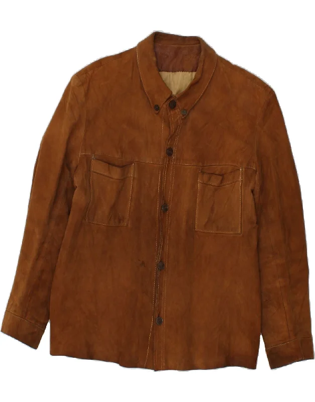 Men's Coats with Adjustable SleevesVINTAGE Mens Suede Jacket UK 40 Large Brown