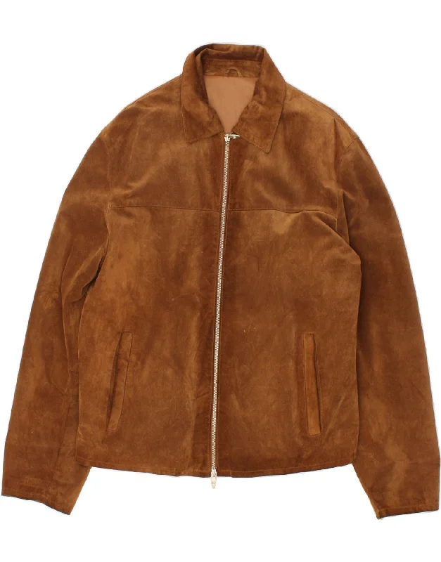 Men's Coats with Contrast StitchingVINTAGE Mens Suede Jacket UK 40 Large Brown