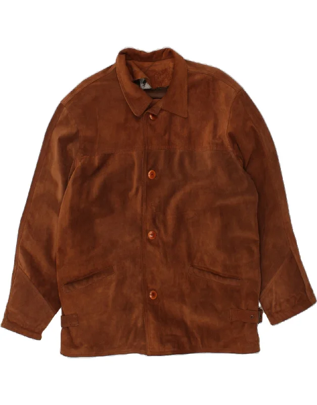Men's Coats with Ripstop FabricVINTAGE Mens Suede Jacket UK 40 Large Brown Leather