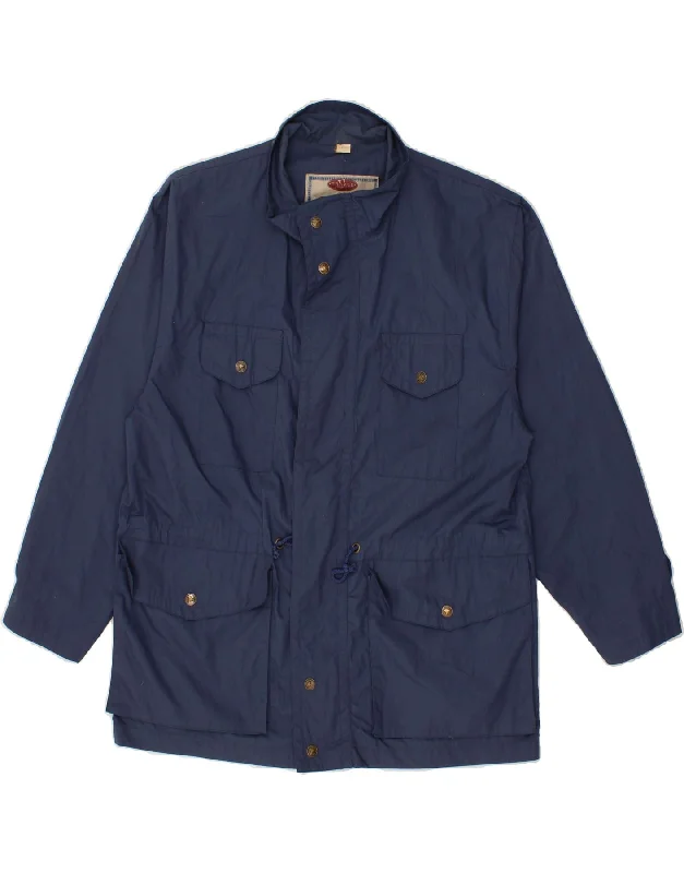 Men's Coats for TravelVINTAGE Mens Utility Jacket UK 38 Medium Navy Blue Polyester