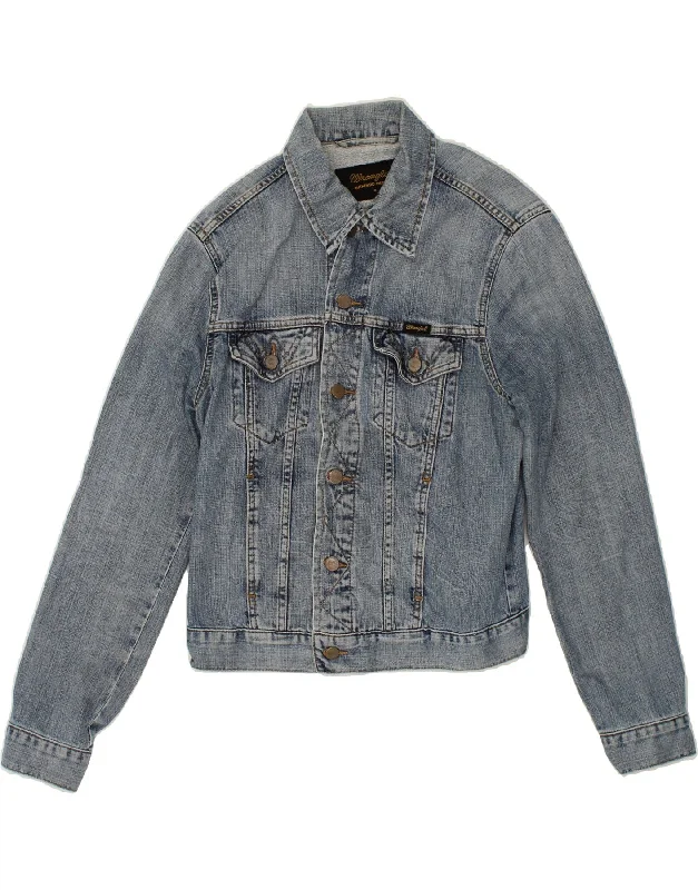 Men's Coats for Ice FishingWRANGLER Mens Crop Denim Jacket UK 36 Small Blue Cotton